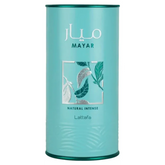Turquoise cilindrische parfumcontainer van Mayar Natural Intense